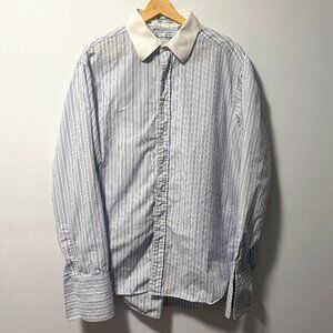 Vintage Burberrys of London Banker Shirt 17-36 Contrast Collar Pinstripe